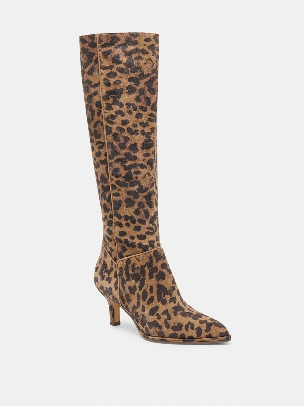 Dolce Vita Aldy Boots Brown Leopard Print Suede Knee-High